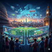 A vibrant image showcasing the convergence of sports and online gaming in Europe.